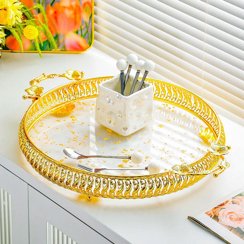Exquisite wrought iron golden fruit plate 2 02
