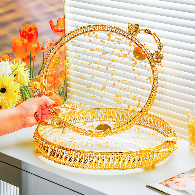 Exquisite wrought iron golden fruit plate 2