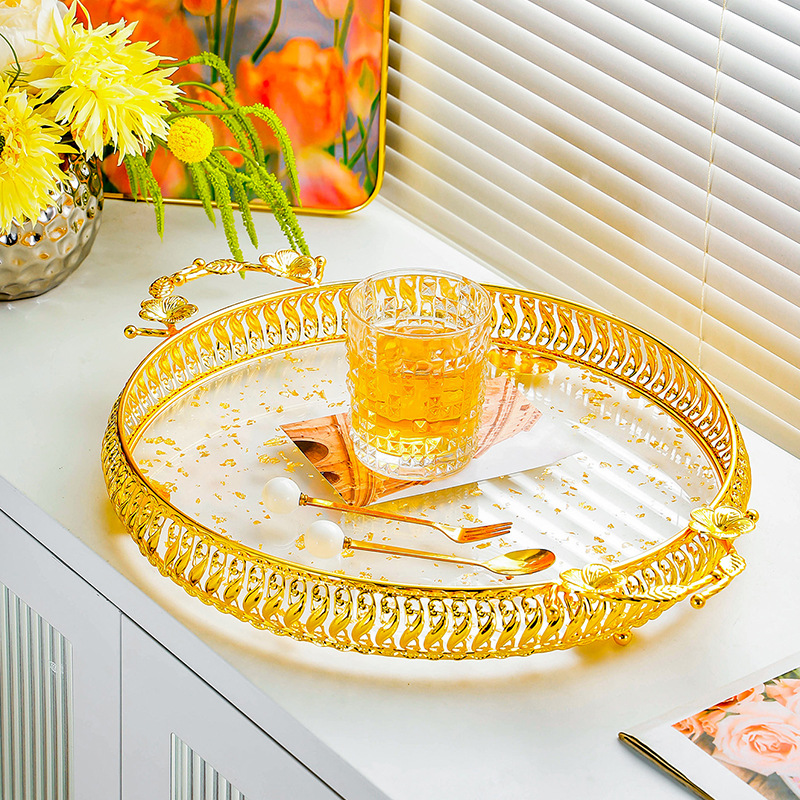 Exquisite wrought iron golden fruit plate 2