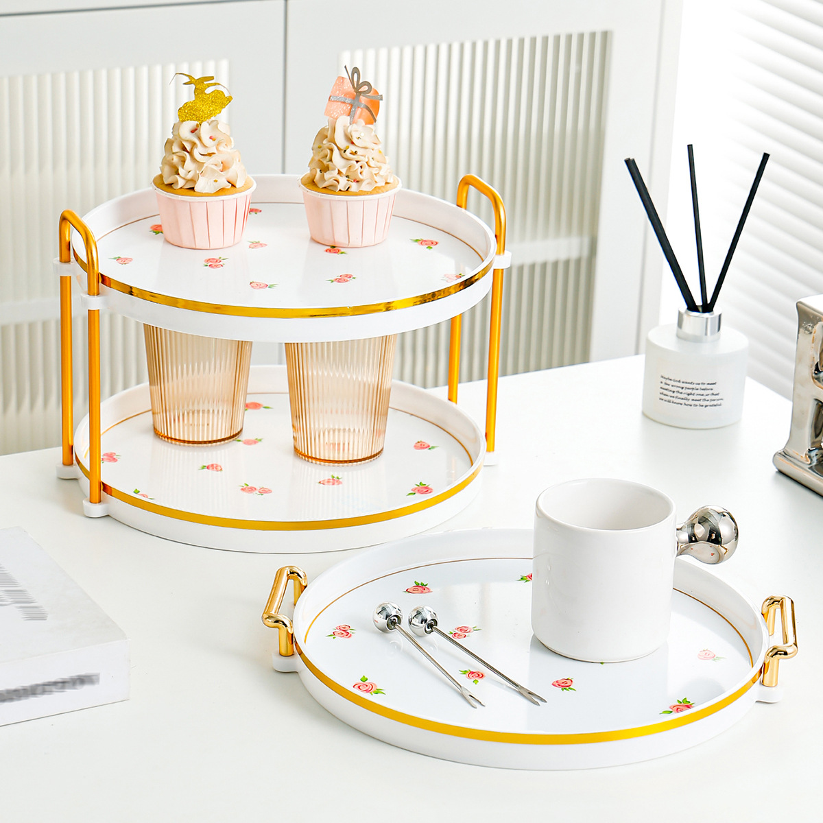 Home living room coffee table tray water cup storage 4