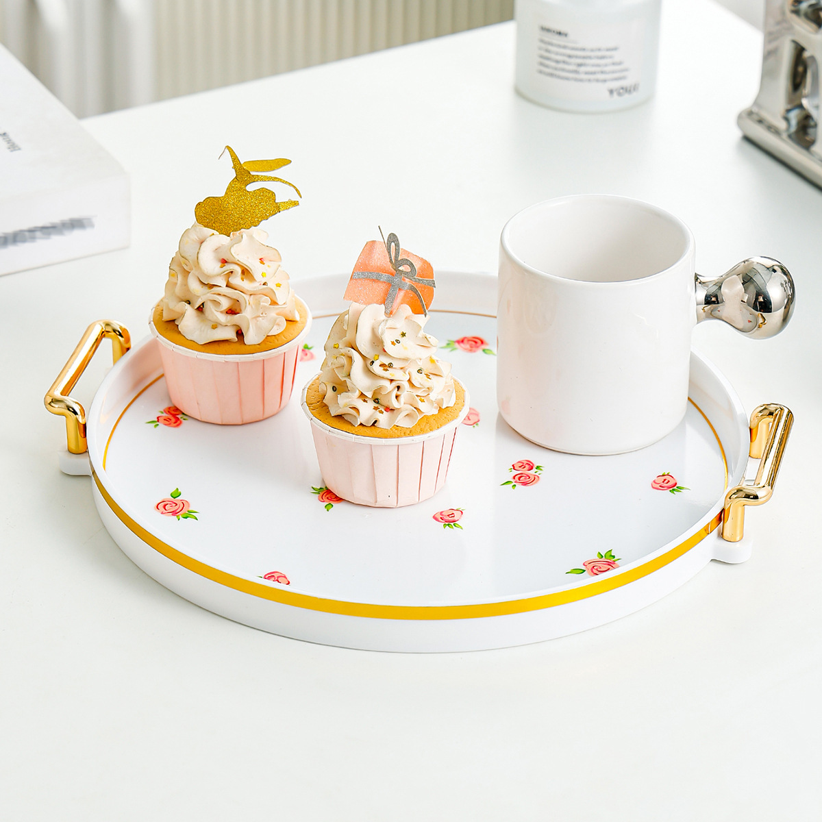 Home living room coffee table tray water cup storage 4