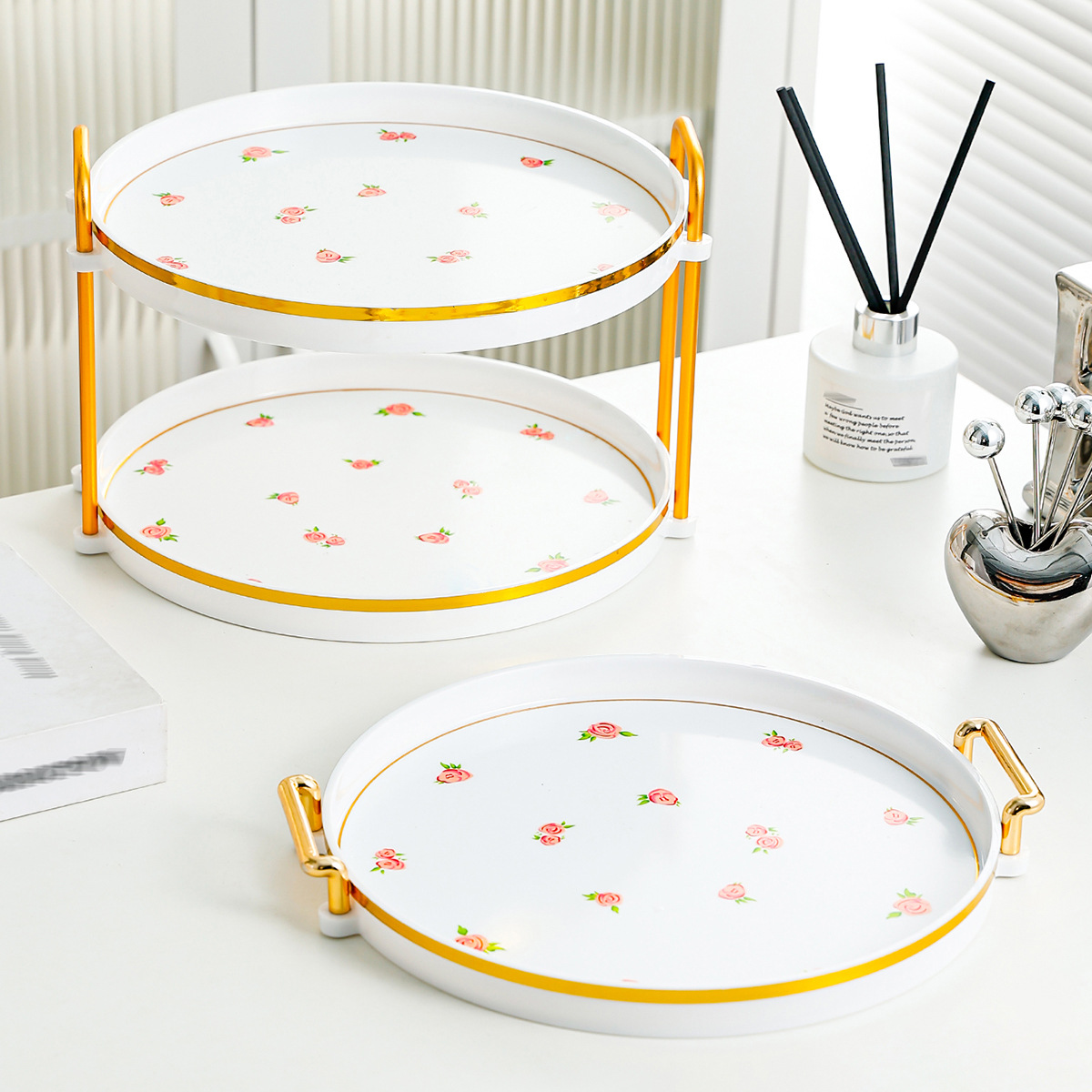 Home living room coffee table tray water cup storage 4