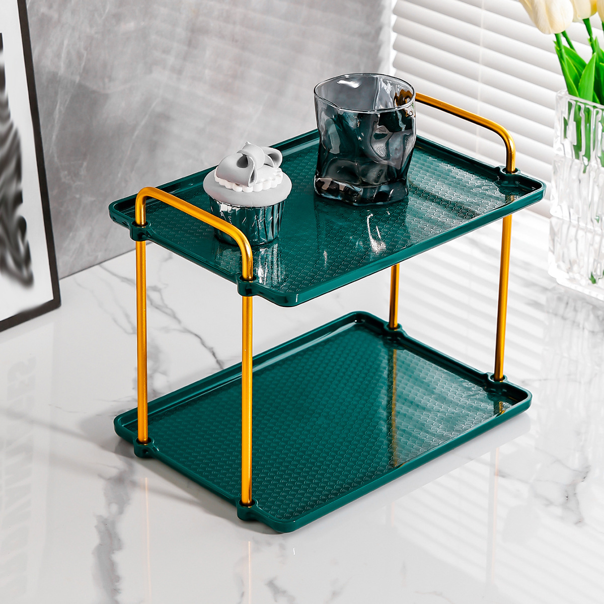 Living room teacup rack desktop double layer 16