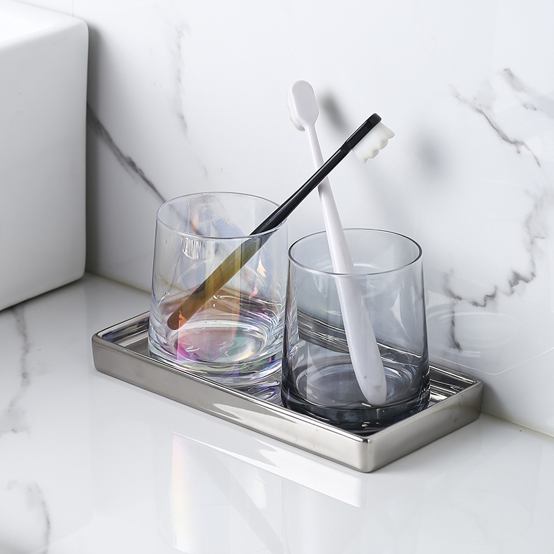 Silver ceramic tray sink light luxury jewelry tray 19