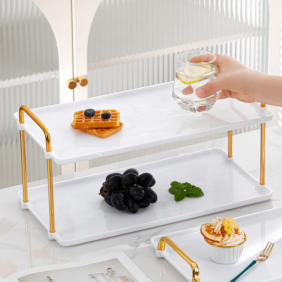 Tea set teacup tray storage rack dessert rack 18