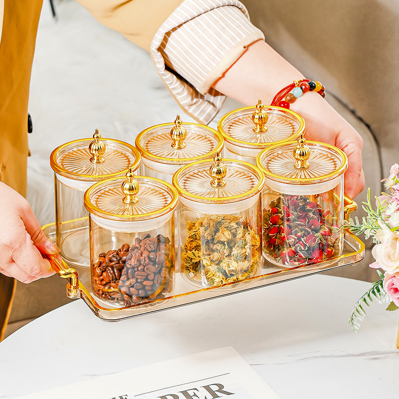 Food grade kitchen transparent storage bottle with lid 43 01