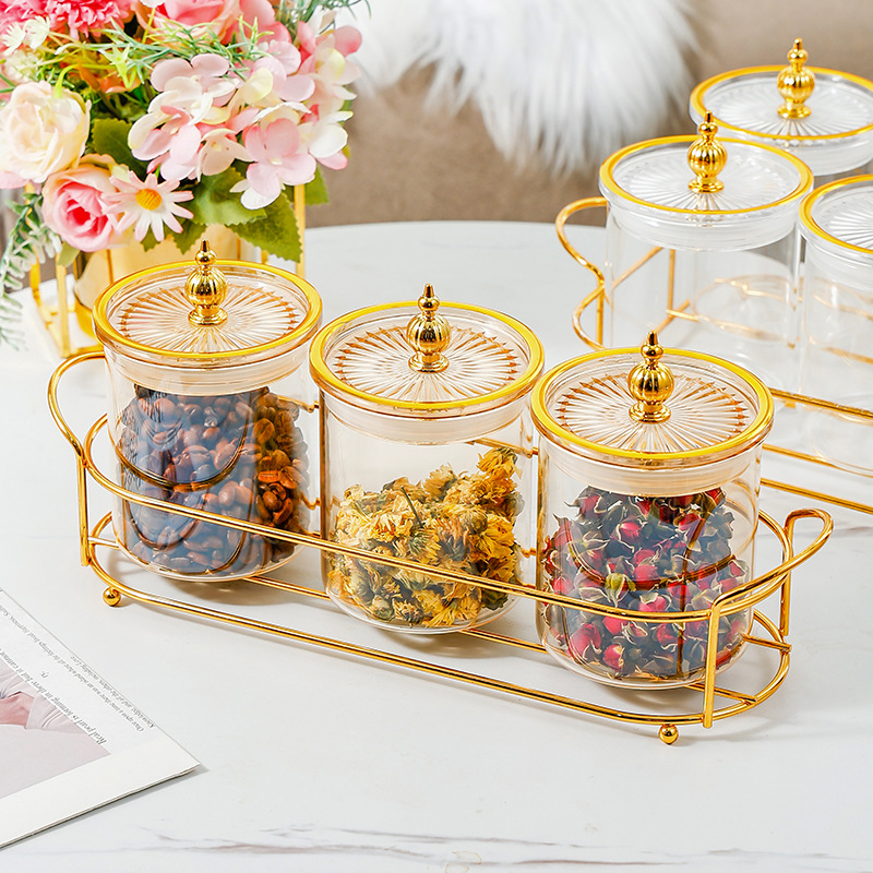 Glass tea can sealed jar with lid for home use 46