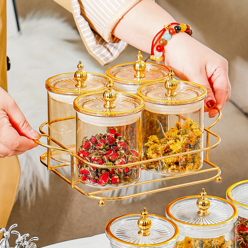 Glass tea jar sealed jar with lid 41 02