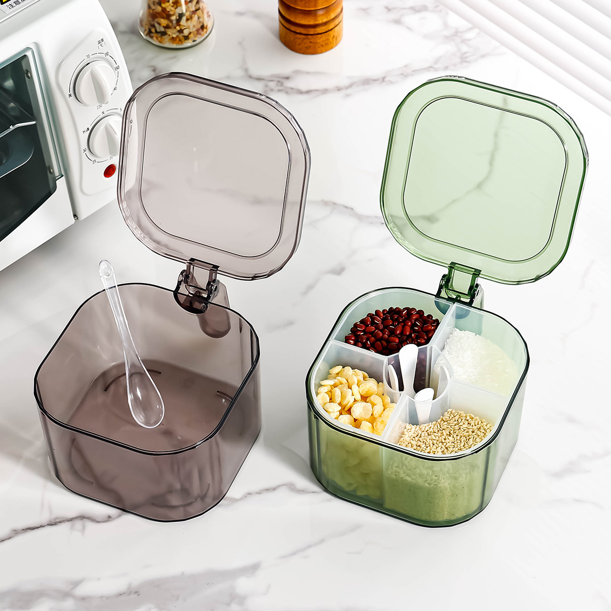 Kitchen spice jar with multiple compartments 35