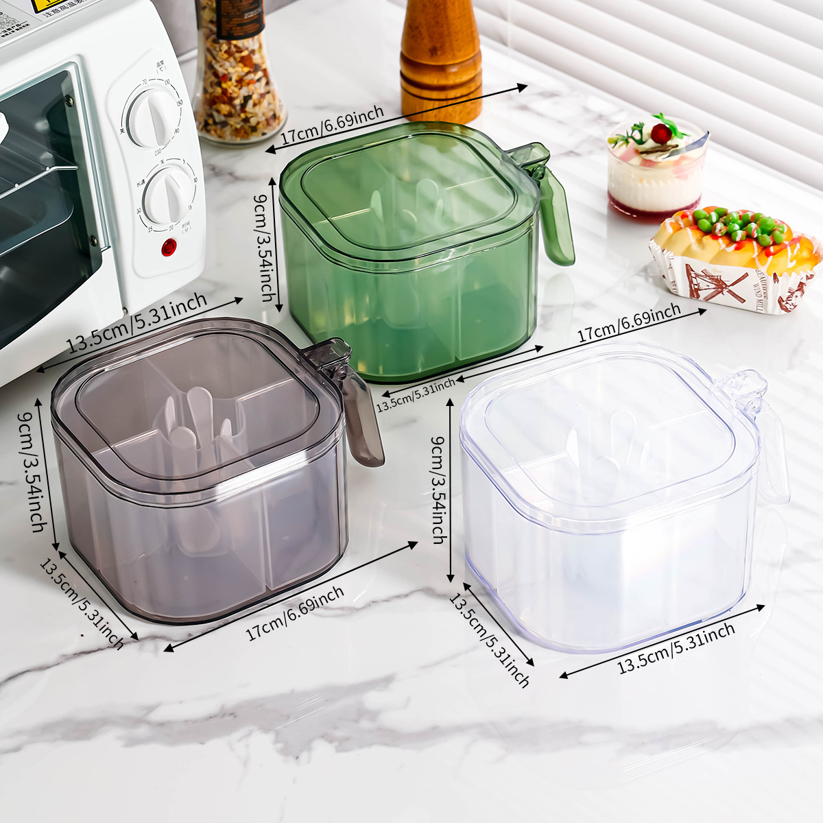 Kitchen spice jar with multiple compartments 35